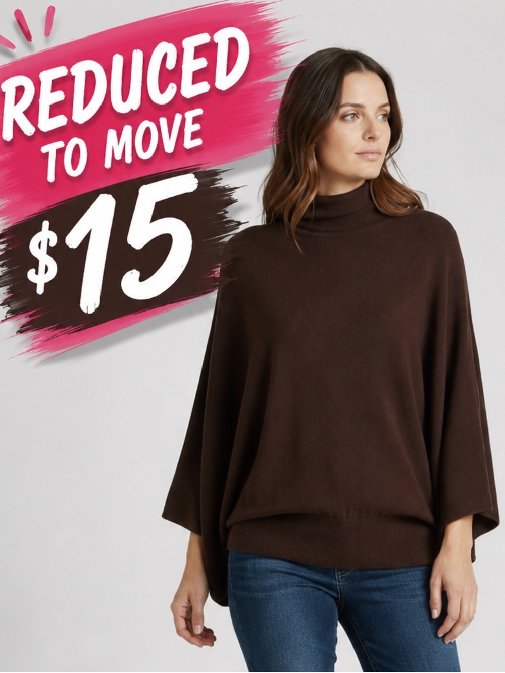 Silk Blend Espresso Brown Funnel Neck Wide SleeveTop by Cable & Gauge
